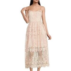 Alex Marie Lace Midi Dress in Cream